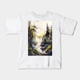 A Forest in Fall Autumn Watercolor Kids T-Shirt